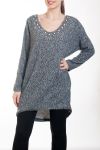 PULLOVER KLEID PERLEN SCHWARZ 4579