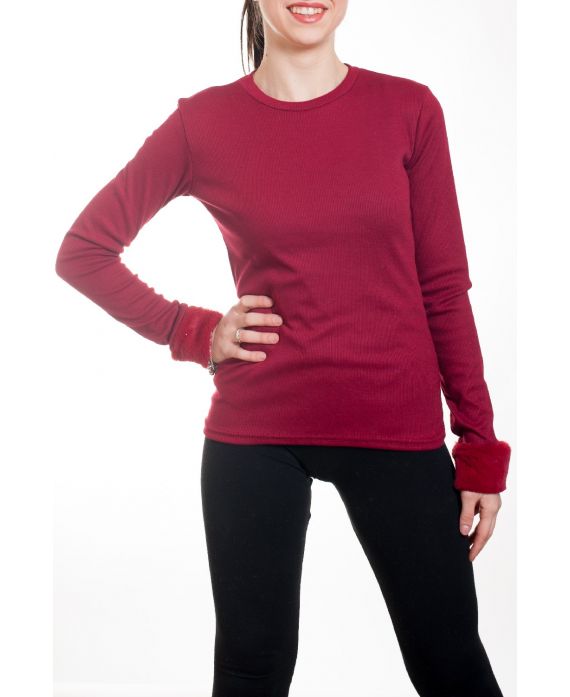 PULLOVER SLEEVE BASE KUNSTFELL 4581 BORDEAUX