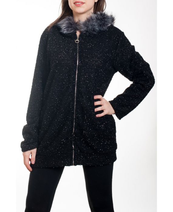 VESTE ZIPPEE FAUX FUR 4580 ZWART