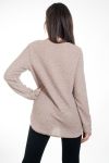 PULLOVER MIT GLANZ-EFFEKT + HALSKETTE 4577 BEIGE