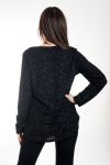 PULL EFFET BRILLANT + COLLIER 4577 NOIR