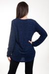 PULLOVER MIT GLANZ-EFFEKT + HALSKETTE 4577 MARINE