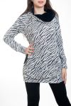 PULLOVER DRUCKT ZEBRE KUNSTFELL 4576