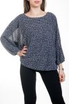 PULL EFFET BOULE 4573 BLEU