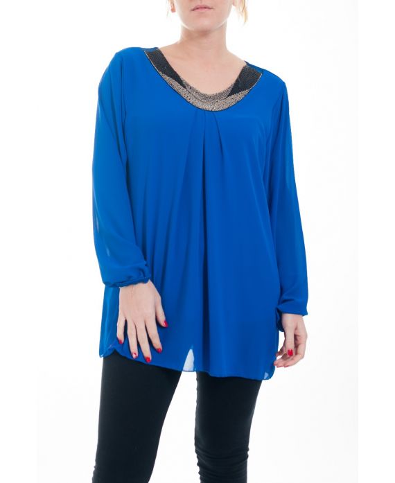 GROOT FORMAAT HALS BLOUSE FANCY 4593 ROYAL