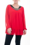 GROOT FORMAAT HALS BLOUSE FANCY 4593 ROOD