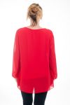 GROOT FORMAAT HALS BLOUSE FANCY 4593 ROOD