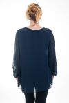 GROOT FORMAAT HALS BLOUSE FANCY 4593 NAVY