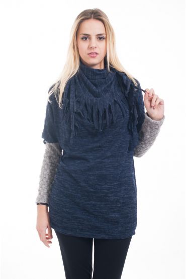 SWETER BI-SUBSTANCJA + SZALIK 4607 MORSKIEJ