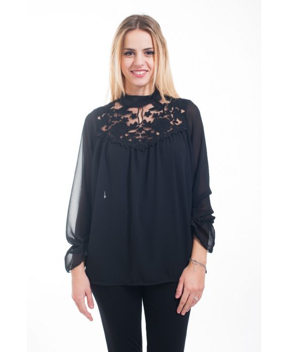 BLOUSE LACE 4598 ZWART