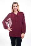 BLUSE AUSSCHNITT HAT KNÜPFEN 4610 BORDEAUX