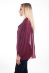 BLOUSE HEEFT EEN V-HALS HEEFT TIE 4610 BORDEAUX