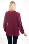 BLOUSE HEEFT EEN V-HALS HEEFT TIE 4610 BORDEAUX