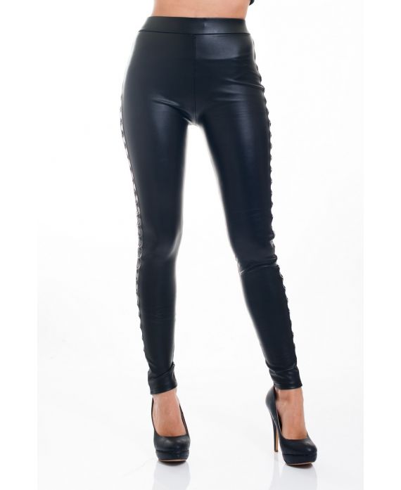 MUCHO DE IMITACIÓN DE CUERO PANTALONES DE S/M/L/XL-5028 NEGRO