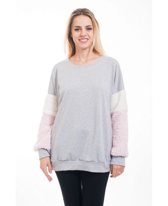 PULLOVER KUNSTFELL 5016 GRAU