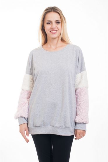 PULLOVER KUNSTFELL 5016 GRAU