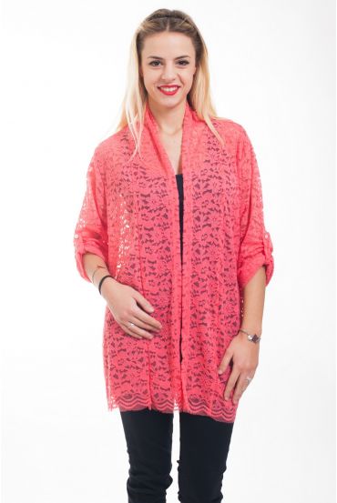 GILET DENTELLE 5006 CORAIL