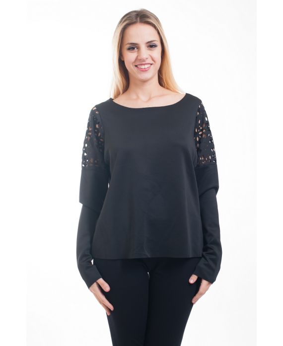 MAGLIONE MANICHE AJOUREES 4632 NERO