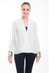 BLOUSE DRAPEE BASE PAILLETTES 4622 BLANC