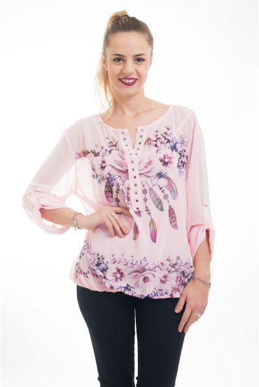 TUNIC 2 PIECES PRINTED 5036 PINK