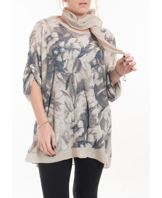 GROTE MAAT T-SHIRT + SJAAL 5057 TAUPE