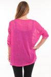 DI GRANDI DIMENSIONI T-SHIRT STAR PAILLETTES 5058 FUCSIA