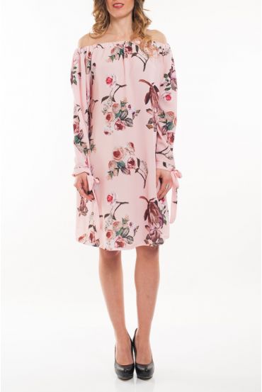 JURK SCHOUDERS DENUDEES BLOEMEN 5064 ROZE