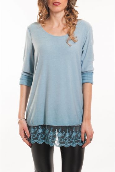 T-SHIRT MIT SPITZEN-OVERLAY 5051 BLAU