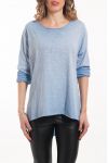 T-SHIRT RETRO IN PIZZO 5047 BLU