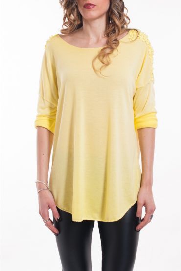 T-SHIRT SPALLE PERLINE 5046 GIALLO