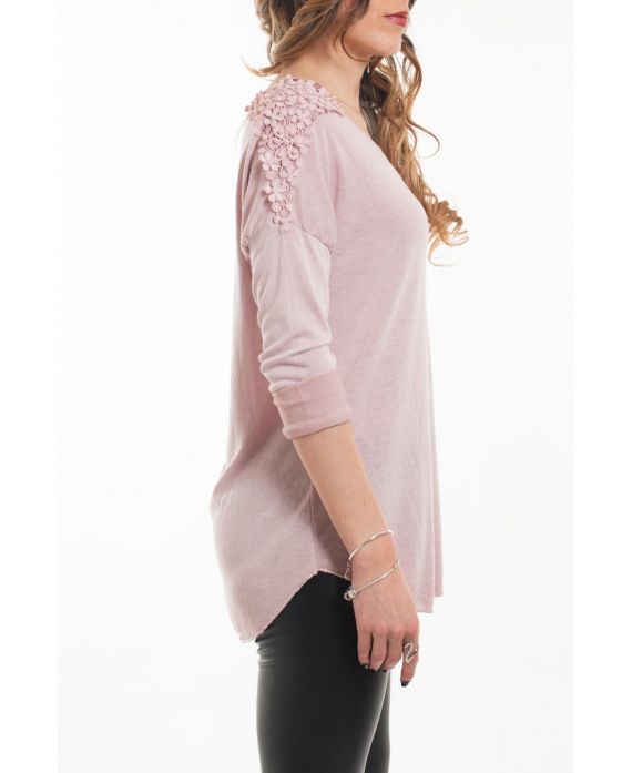 T-SHIRT SCHULTERN PERLEN 5046 ROSA