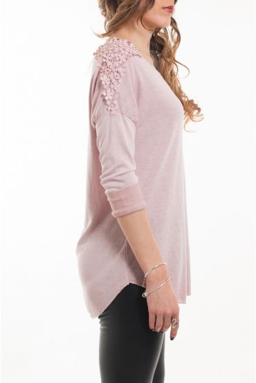 T-SHIRT SCHULTERN PERLEN 5046 ROSA