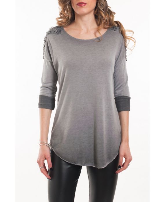 T-SHIRT SCHULTERN PERLEN 5046 GRAU