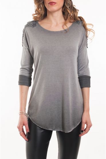 T-SHIRT SCHULTERN PERLEN 5046 GRAU