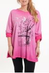 GRANDE TAILLE T-SHIRT FLOCAGE 5079 FUSHIA