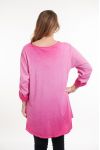 GRANDE TAILLE T-SHIRT FLOCAGE 5079 FUSHIA