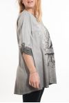 GRANDE TAILLE T-SHIRT FLOCAGE 5079 GRIS