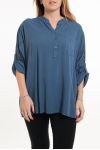 GROOT FORMAAT BLOUSE MOUWEN AFGEDRUKT 5080 BLAUW