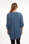 GROOT FORMAAT BLOUSE MOUWEN AFGEDRUKT 5080 BLAUW