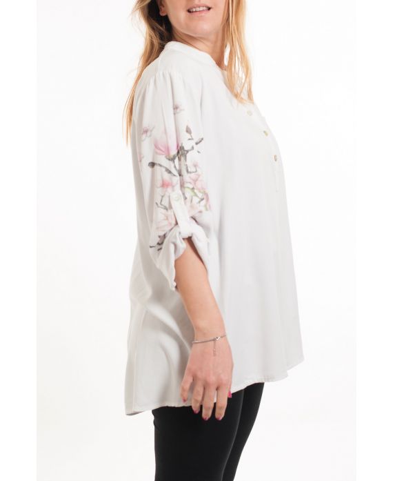 GROOT FORMAAT BLOUSE MOUWEN AFGEDRUKT 5080 WIT