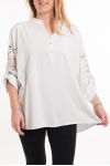 GROOT FORMAAT BLOUSE MOUWEN AFGEDRUKT 5080 WIT