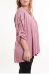 GROOT FORMAAT BLOUSE MOUWEN AFGEDRUKT 5080 ROSE