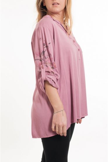 GROOT FORMAAT BLOUSE MOUWEN AFGEDRUKT 5080 ROSE