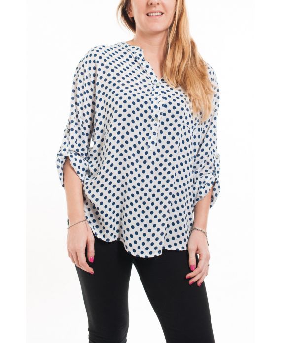 GROOT FORMAAT BLOUSE EEN ERWT-5081-WIT