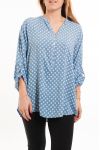 GROOT FORMAAT BLOUSE EEN ERWT-5081 BLAUW