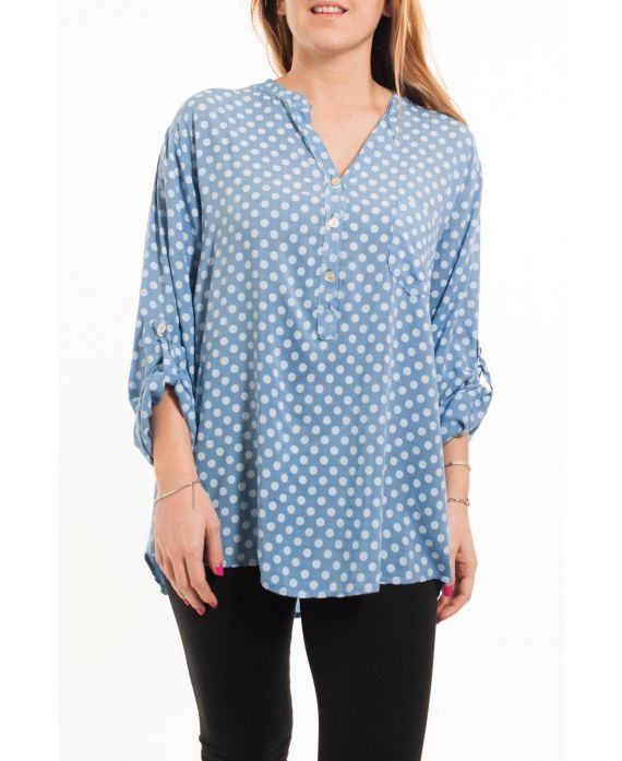 GROOT FORMAAT BLOUSE EEN ERWT-5081 BLAUW