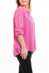 GRANDE TAILLE CHEMISIER A POIS 5081 FUSHIA