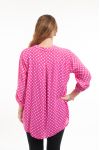 GRANDE TAILLE CHEMISIER A POIS 5081 FUSHIA