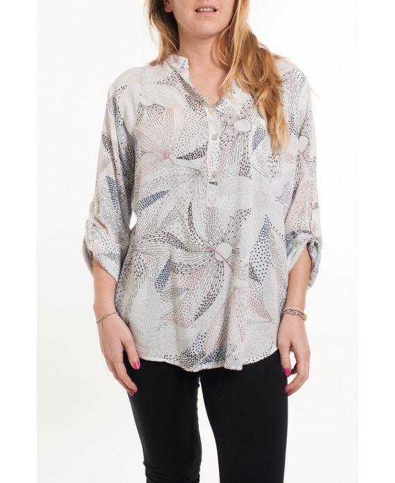 GROOT FORMAAT BLOUSE PRINTS 5082 WIT