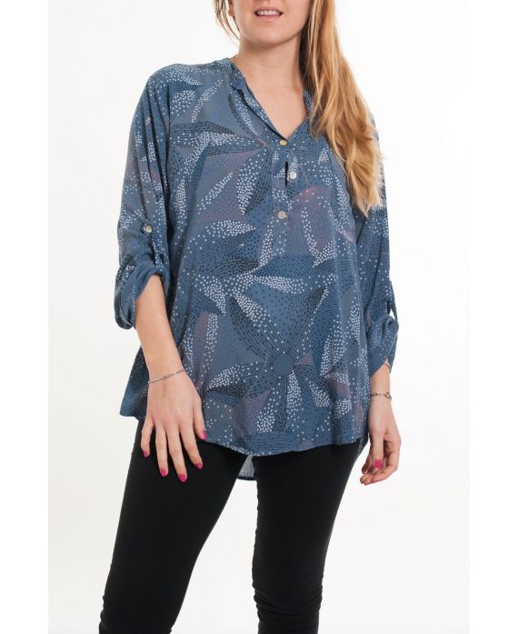 GROOT FORMAAT BLOUSE PRINTS 5082 BLAUW